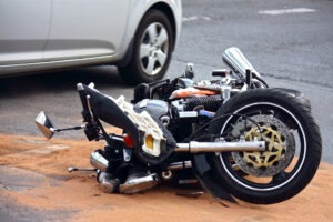 Motorcycle On The Road After An Accident
