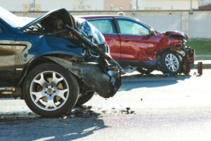 Two Severely Damaged Cars After A Car Accident