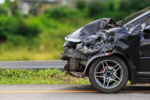 A car after a left-turn wreck. You can take charge in this situation with a Stuart left-turn accident lawyer.