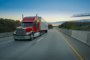 An 18-wheeler before a wreck. After a collision, you can contact an 18-wheeler accident lawyer.