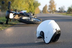 A motorcycle after an accident. Find out where most motorcycle accidents happen in Florida with our team.